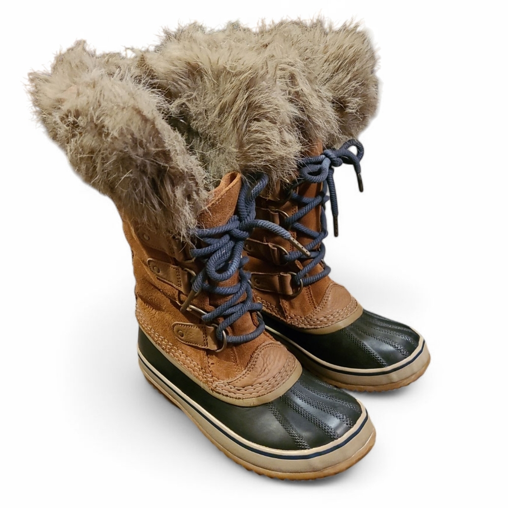 Women's Sorel Joan Of Arc Suede & Leather Winter Boots With Fur Trim 6.5 - Picture 6 of 16